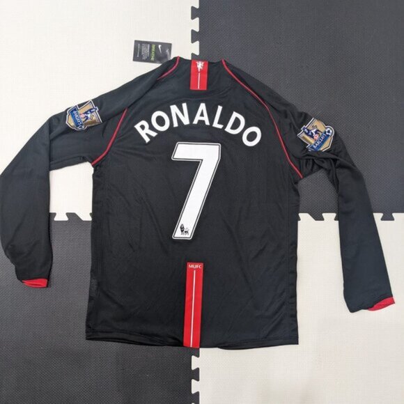 Ronaldo #7 2008/09 Manchester United Nike Black Away Retro Longsleeve Jersey - Picture 2 of 9